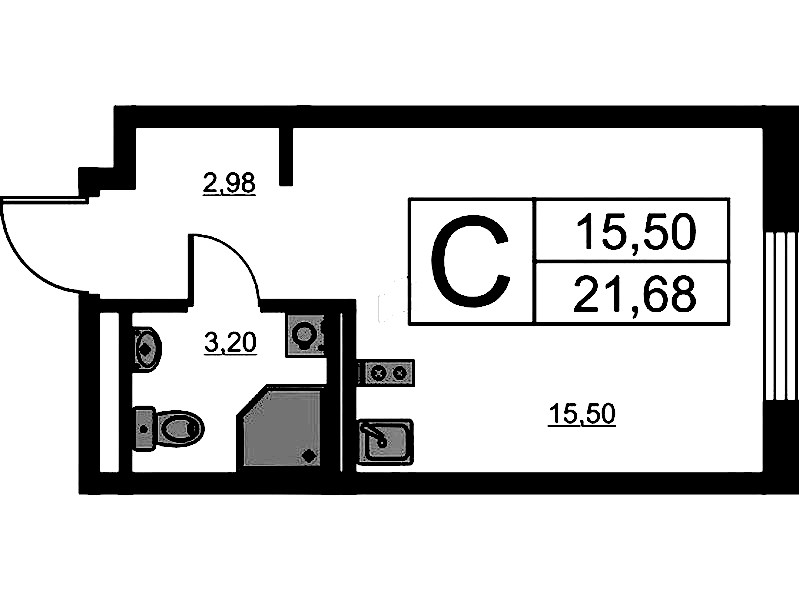 Квартира студия 21.68 м², 3/16 эт., ЖК «Avenue Apart Pulkovo»
